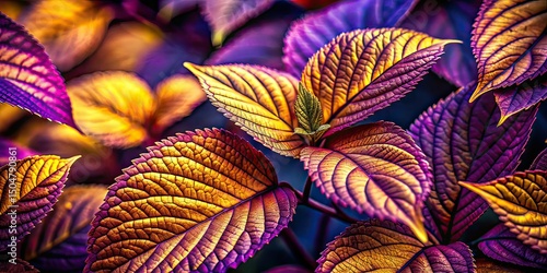 Wallpaper Mural Luxurious Violet Gold Leaves Background AI Photo, Depth of Field Torontodigital.ca