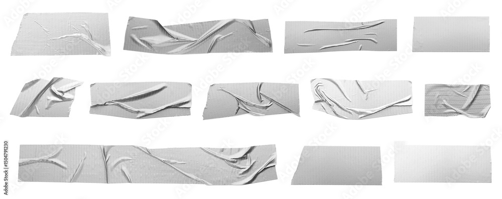 Fototapeta premium Adhesive tape pieces isolated on white, set
