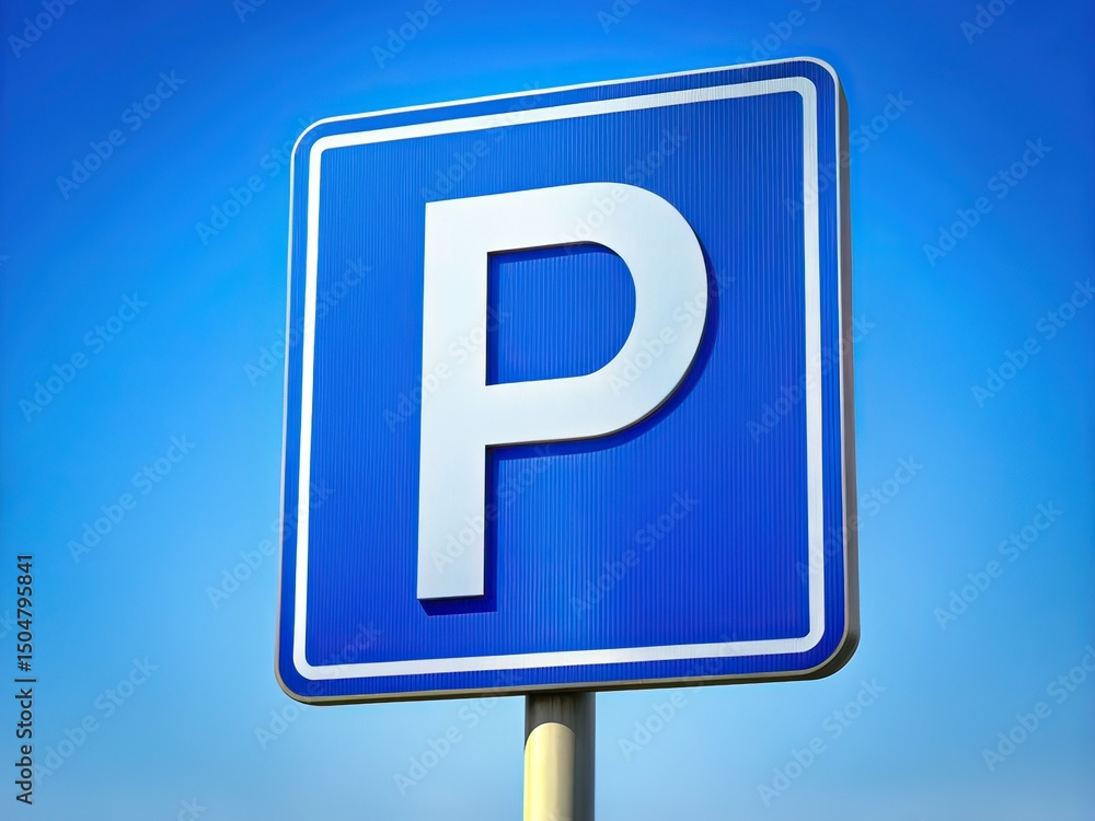 Parking Sign Macro on Blue Background - High Detail Parking Sign Macro on Blue Background - High Detail