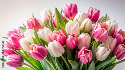 Pink and White Tulips Bouquet - Fashion Photography AI Art