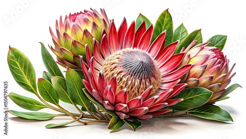 Protea Still Life - Watercolor Floral Painting - AI Art