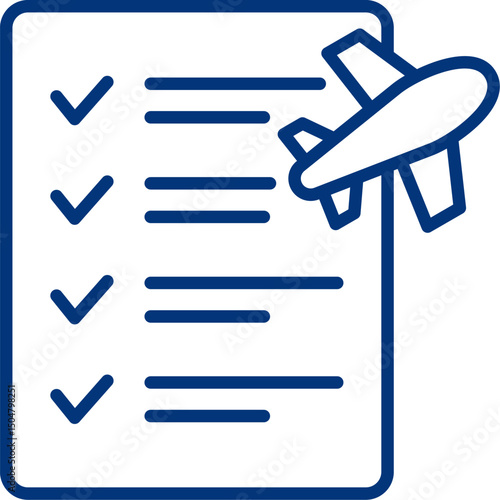 travel itinerary list vector icon. Travel itinerary document