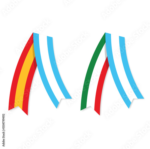 Spain and Italy ribbons combined with Argentine flag