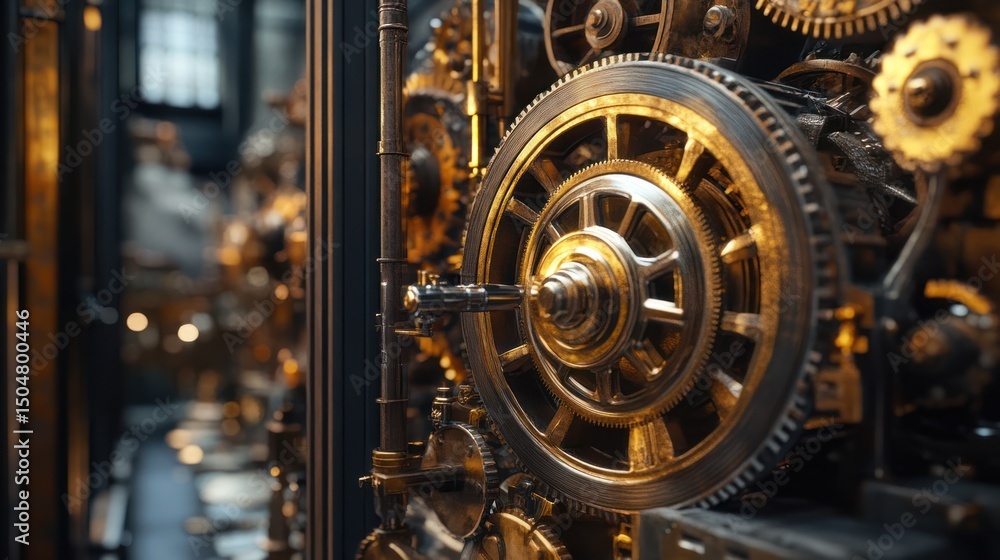 Detailed Machinery: A Close-Up Look at Intricate Gears and Components System Detailed Machinery: A Close-Up Look at Intricate Gears and Components System