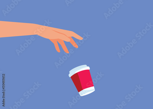 Hand of a Person Throwing Garbage Vector Illustration Design. careless human does not treat the environment with respect and pollutes with garbage
