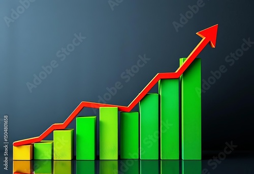 Rising arrow graph depicting successful financial growth and market development,  stock market, financial growth