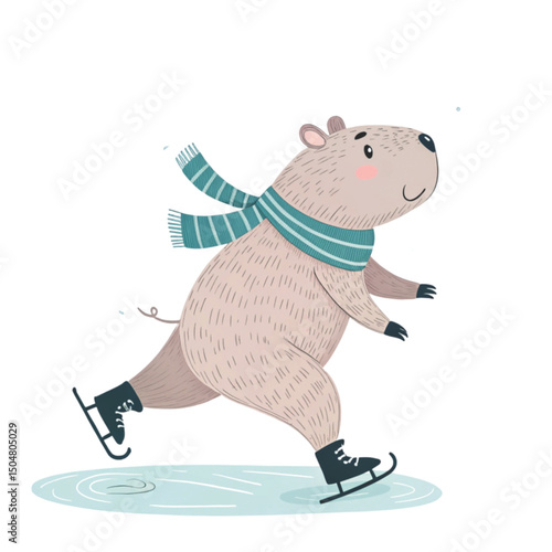Capybara Play all kinds of sports  Minimal Clipart  PNG  White Background