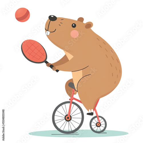 Capybara Play all kinds of sports  Minimal Clipart  PNG  White Background