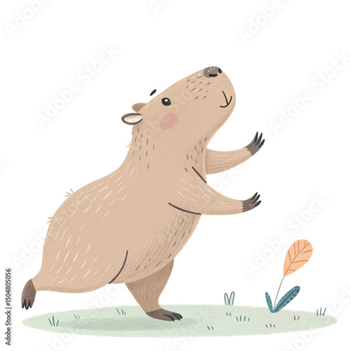 Capybara Play all kinds of sports  Minimal Clipart  PNG  White Background