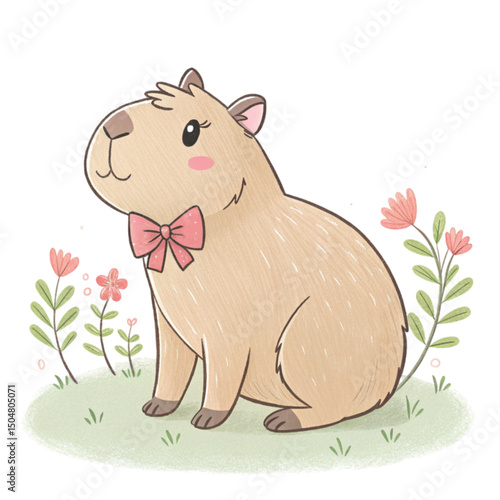 Capybara Play all kinds of sports  Minimal Clipart  PNG  White Background