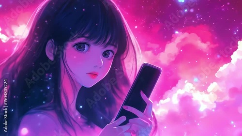 Young woman with handphones