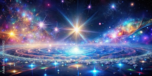 Wallpaper Mural A Celestial Tapestry Vibrant Nebulae, Sparkling Stars, and a Glimmering Cosmic Plane Reflecting an Ethereal Glow Torontodigital.ca