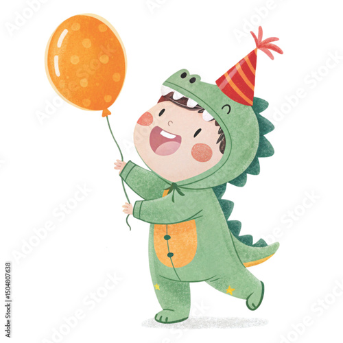Kawaii Kids in Animal Costumes Party Theme Clipart Watercolor
