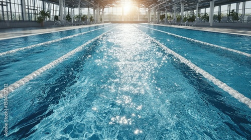 Swimming pool lanes in a modern indoor facility.