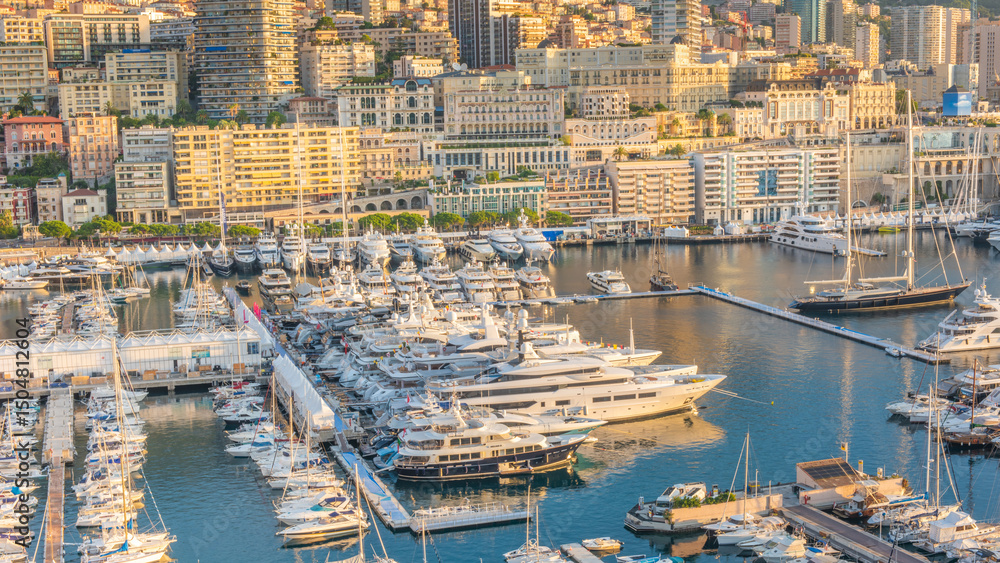Obraz premium Luxury Yachts at Port Hercules in Monte Carlo, Monaco