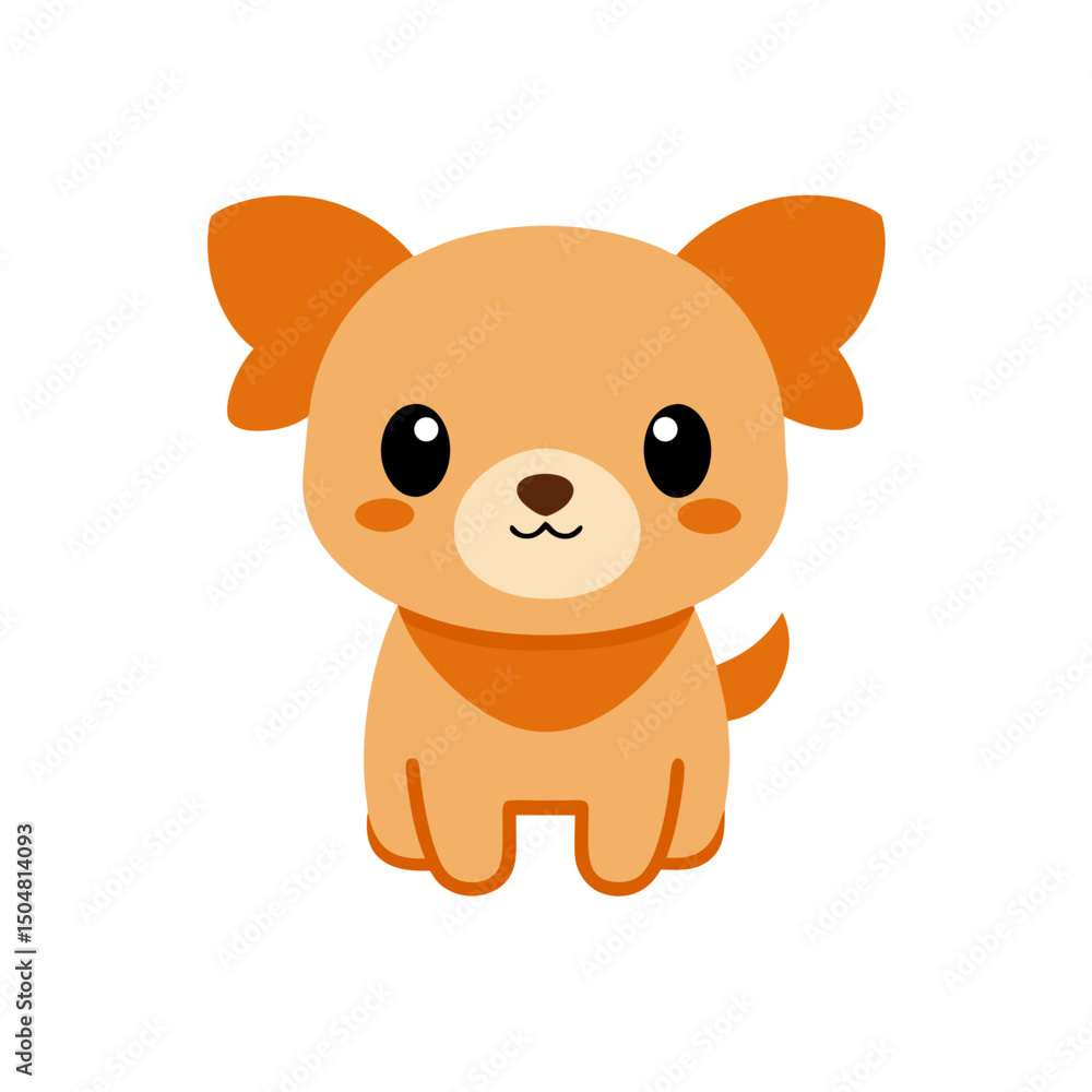 Obraz premium Happy Cute Puppy Vector Kawaii Cartoon Clipart