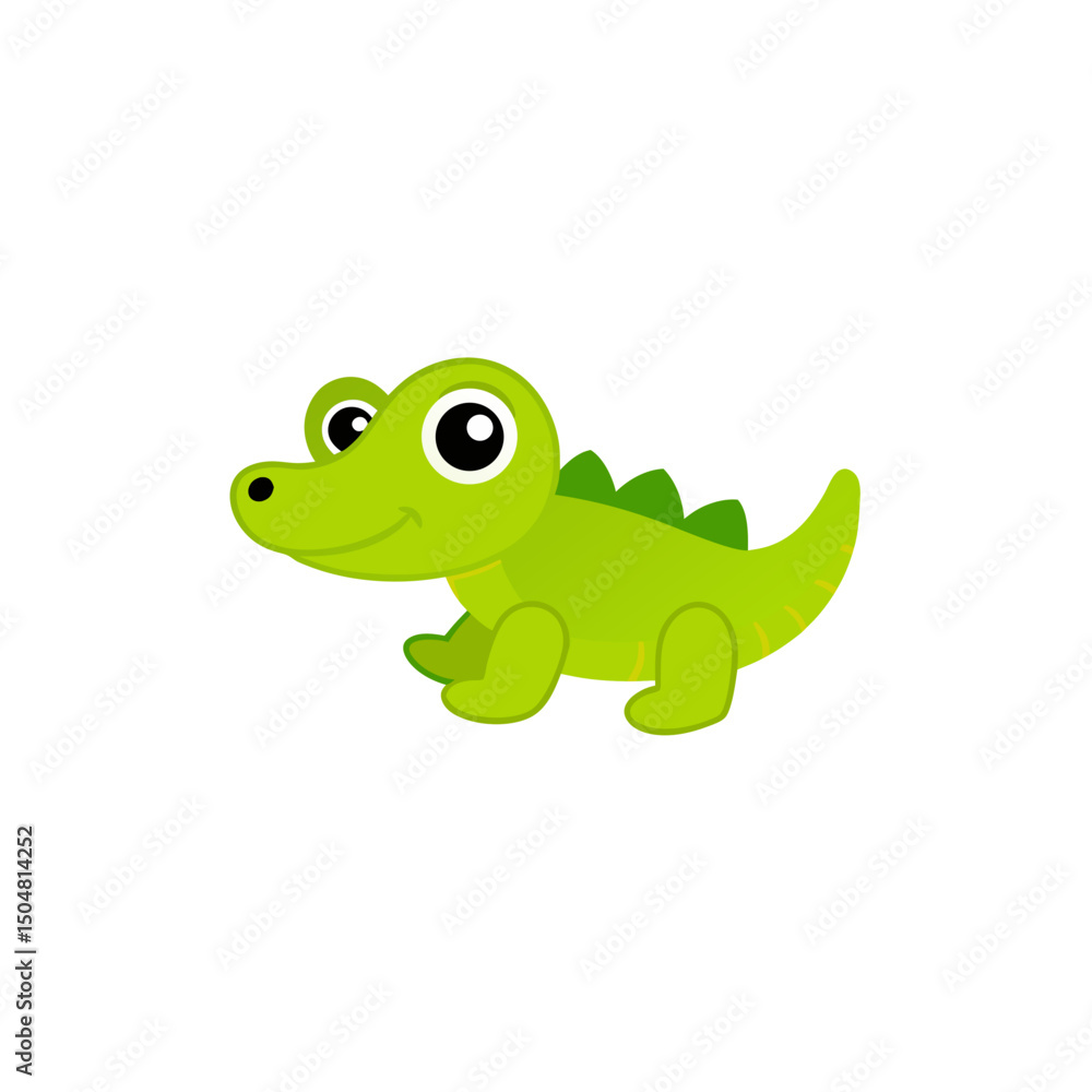 Kawaii Jumping Baby Crocodile Side View Vector Cartoon Kawaii Jumping Baby Crocodile Side View Vector Cartoon