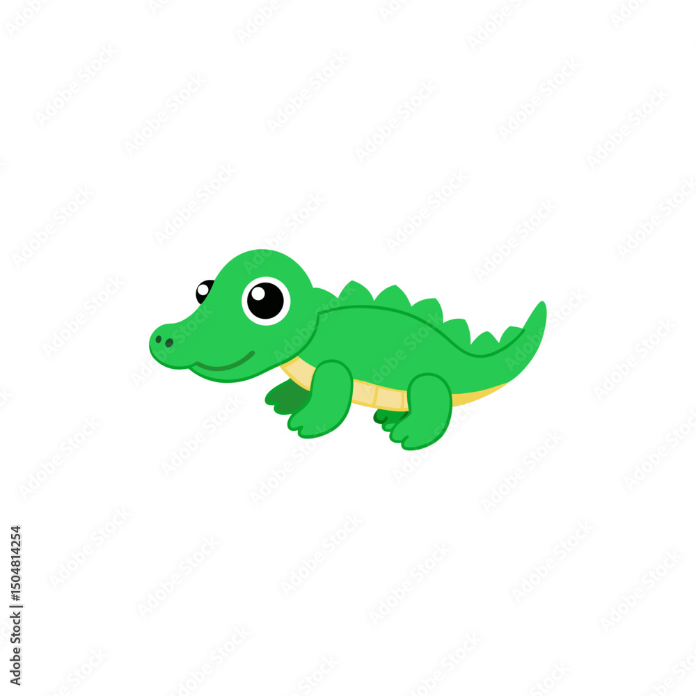 Jumping Baby Crocodile Side View Vector Kawaii Cartoon Art Jumping Baby Crocodile Side View Vector Kawaii Cartoon Art