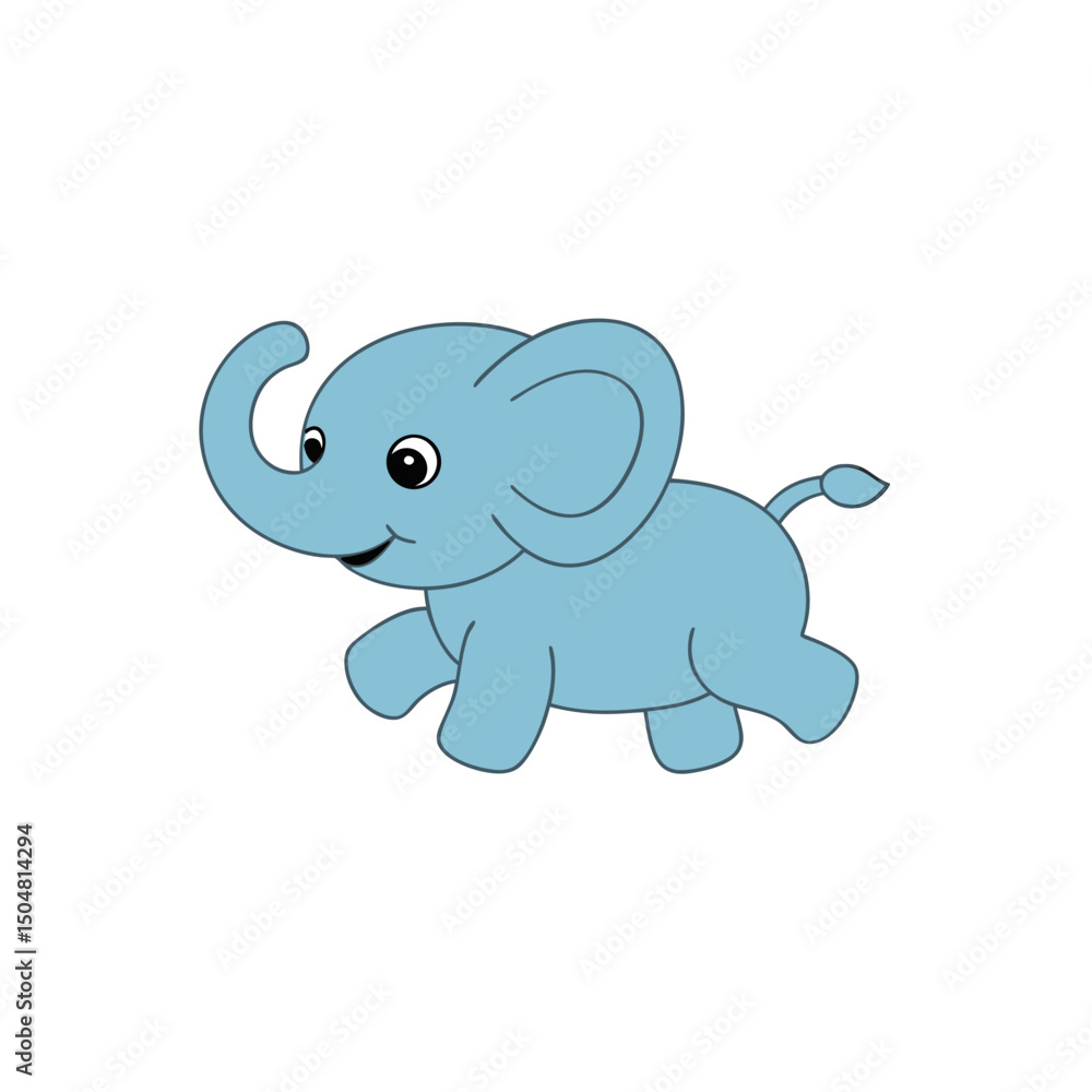 Vector Kawaii Jumping Baby Elephant Side View Cartoon Art Vector Kawaii Jumping Baby Elephant Side View Cartoon Art