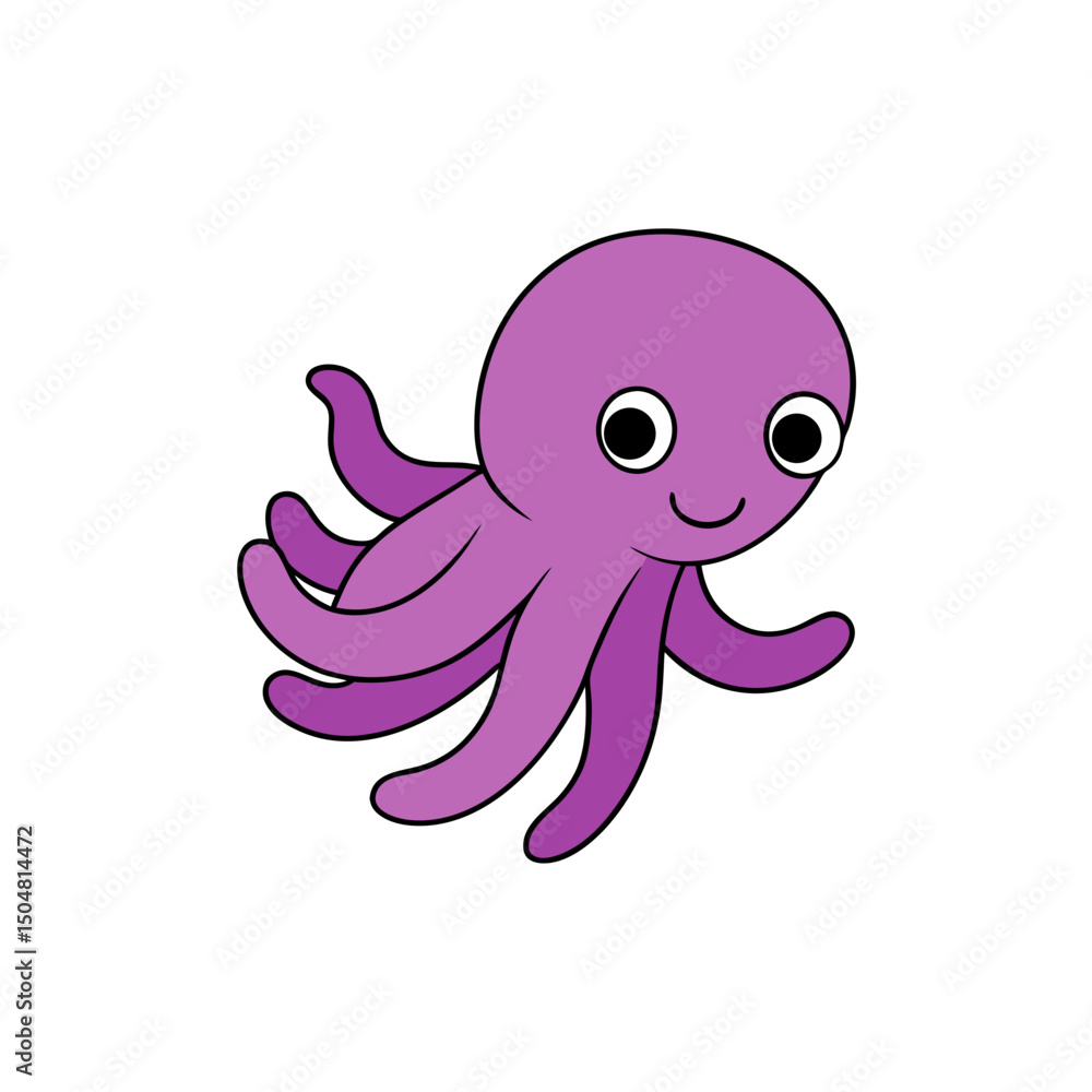 Vector Kawaii Jumping Baby Octopus Side View Cartoon Art Vector Kawaii Jumping Baby Octopus Side View Cartoon Art