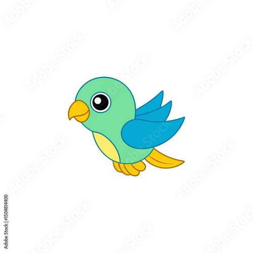 Illustration Cute Jumping Baby Lovebird Side View Vector