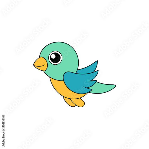 Kawaii Style Jumping Baby Lovebird Side View Vector Graphic