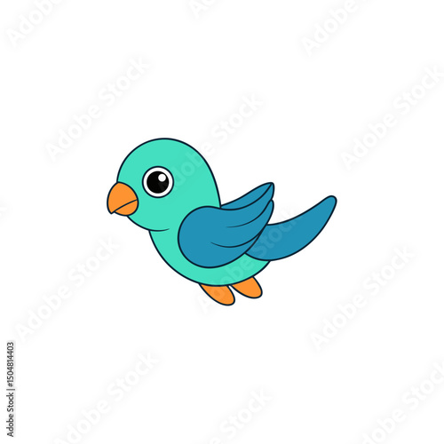 Jumping Baby Lovebird Side View Vector Kawaii Illustration