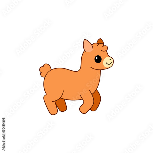 Vector Kawaii Jumping Cute Alpaca Side View Cartoon Art