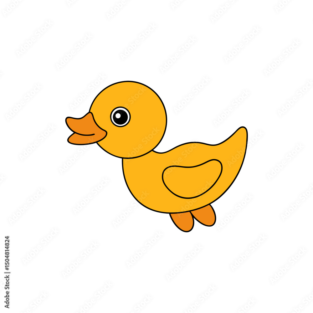 Fototapeta premium Kawaii Jumping Cute Duckling Side View Vector Graphic Art