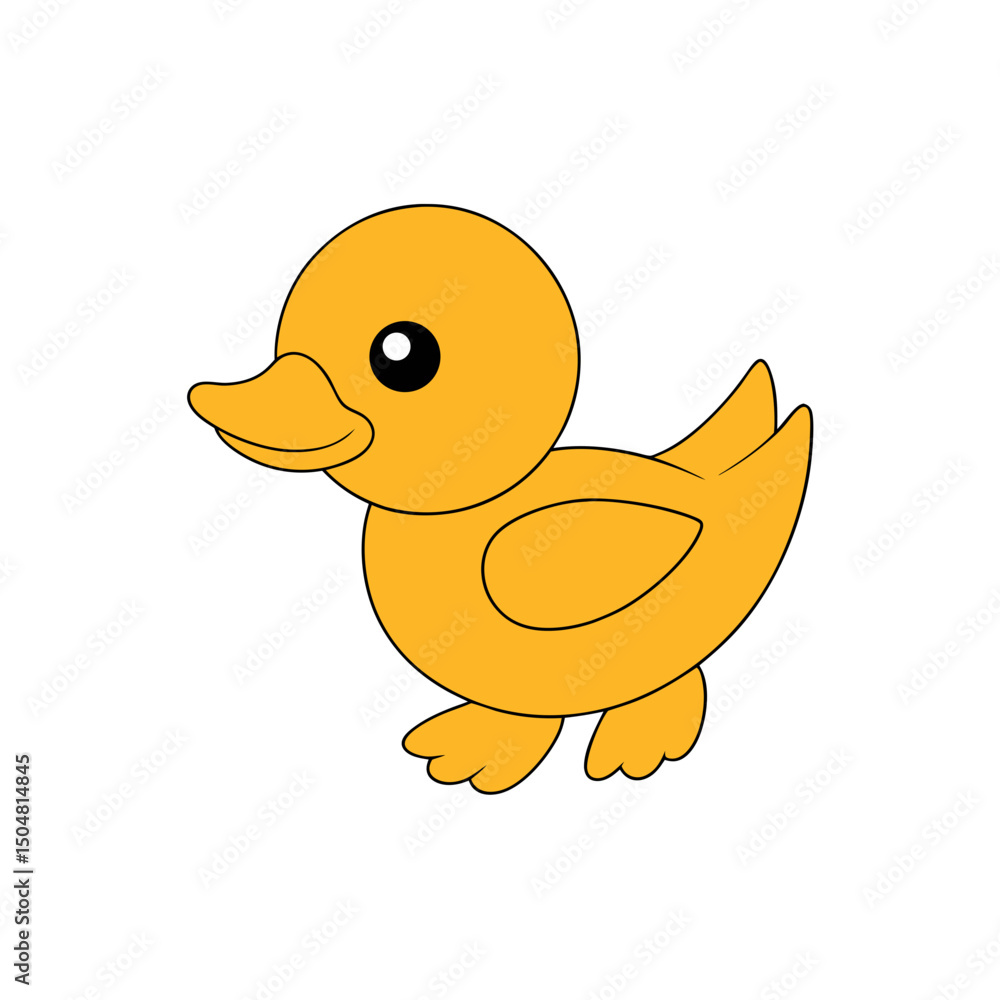 Fototapeta premium Illustration Kawaii Jumping Cute Duckling Side View Vector