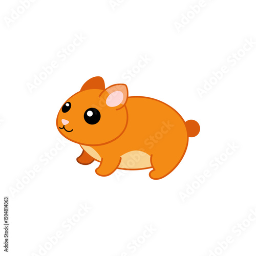 Illustration Kawaii Jumping Cute Hamster Side View Vector