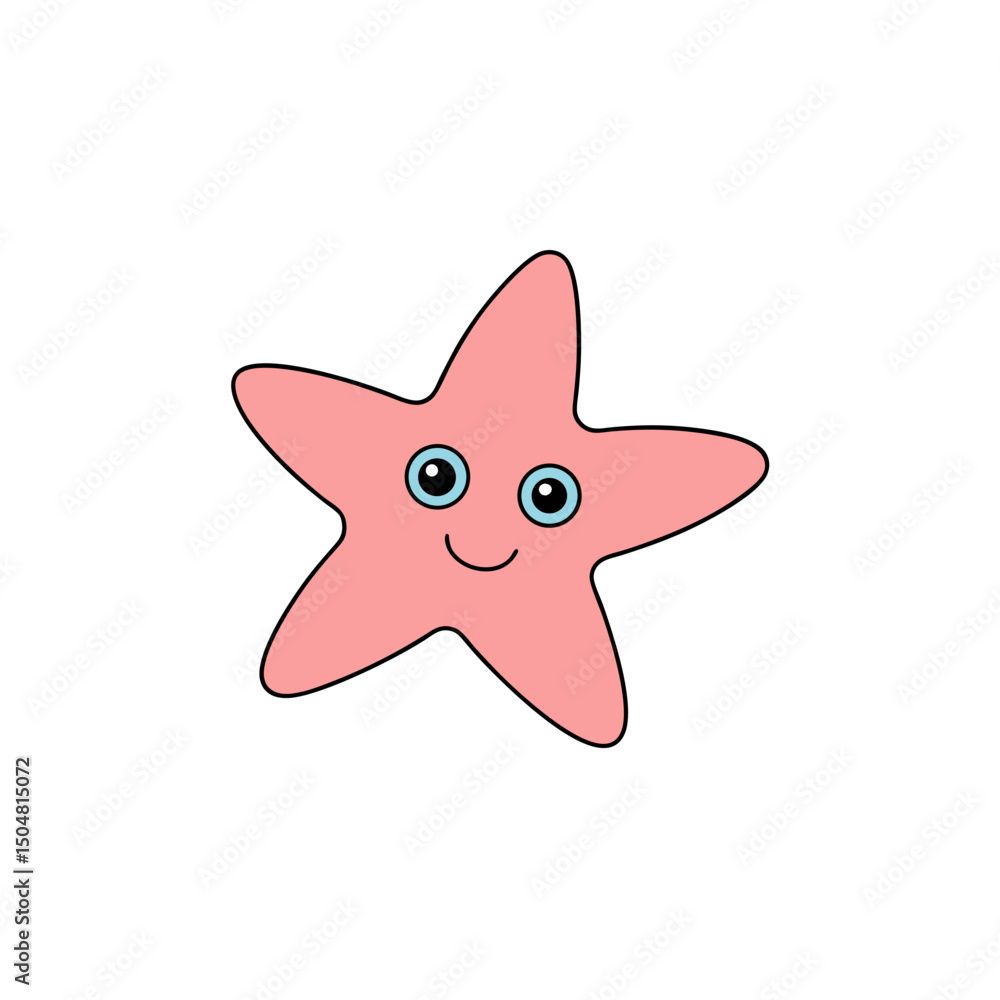 Vector Kawaii Jumping Cute Starfish Side View Illustration Vector Kawaii Jumping Cute Starfish Side View Illustration