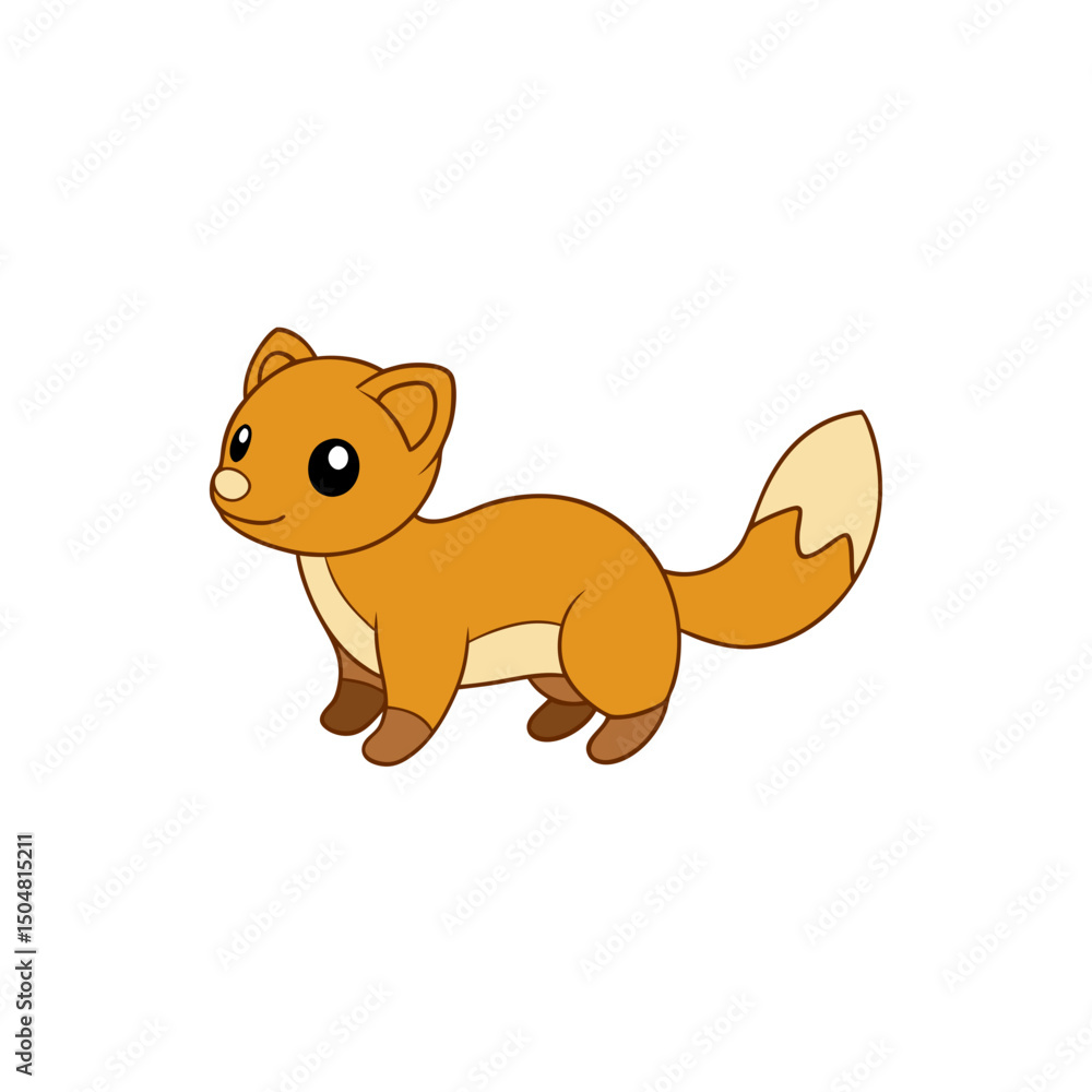 Jumping Fluffy Ferret Side View Vector Kawaii Illustration Jumping Fluffy Ferret Side View Vector Kawaii Illustration