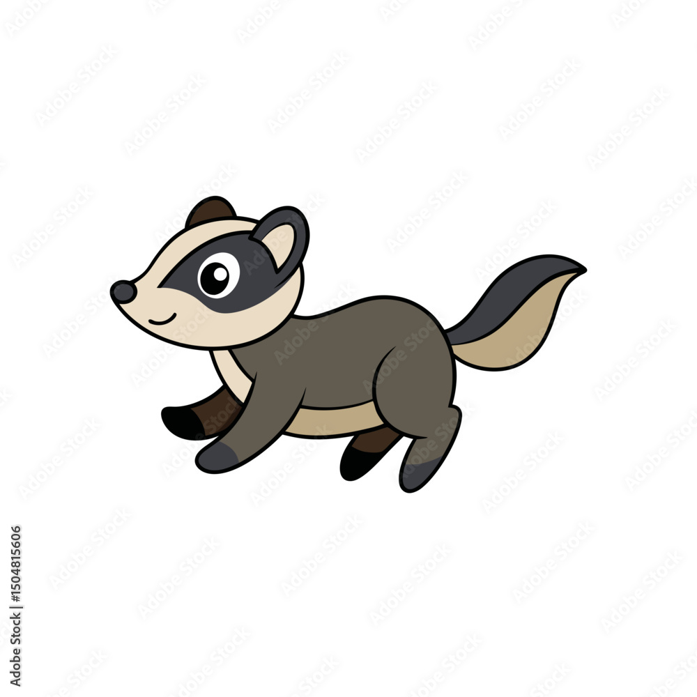 Side View Kawaii Badger Cartoon Jumping Vector Illustration for Fun Artwork Side View Kawaii Badger Cartoon Jumping Vector Illustration for Fun Artwork