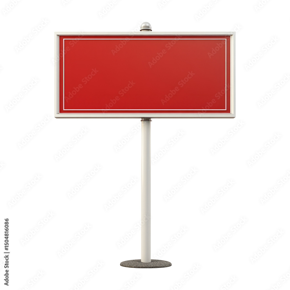 Red Blank Billboard with Transparent Background for Advertising Use Red Blank Billboard with Transparent Background for Advertising Use
