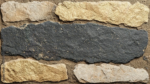 Close-up view of a stone wall composed of various shades of stone.