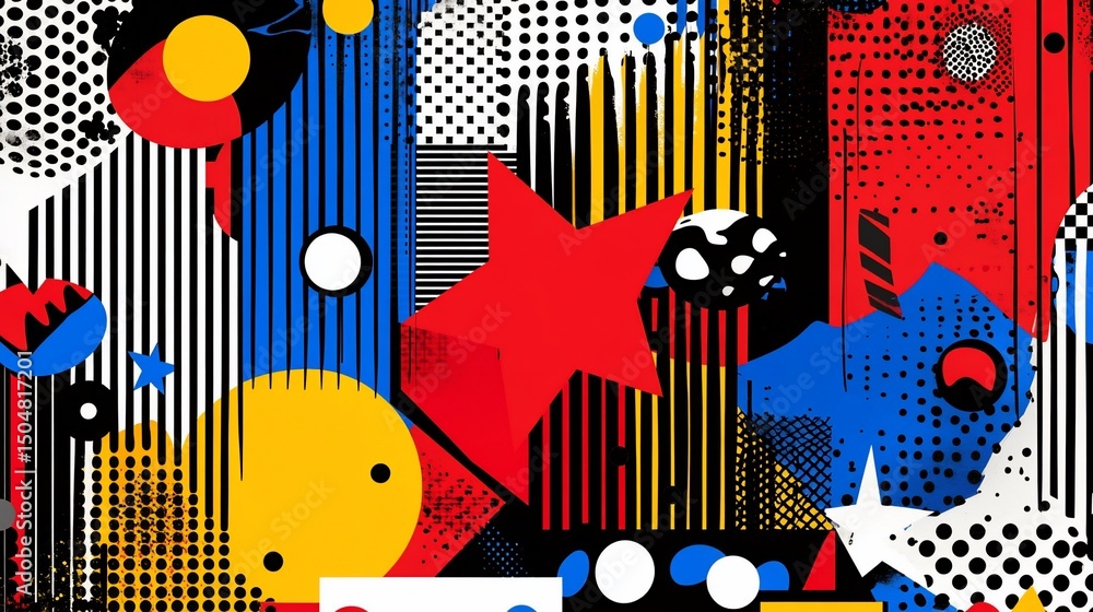 Obraz premium Dynamic Composition of Abstract Geometric Shapes and Vibrant Colors