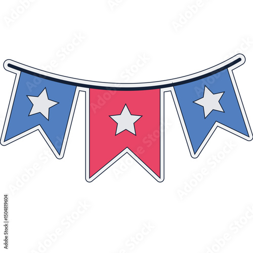 Flat Style USA Party Decorations for a Patriotic Celebration