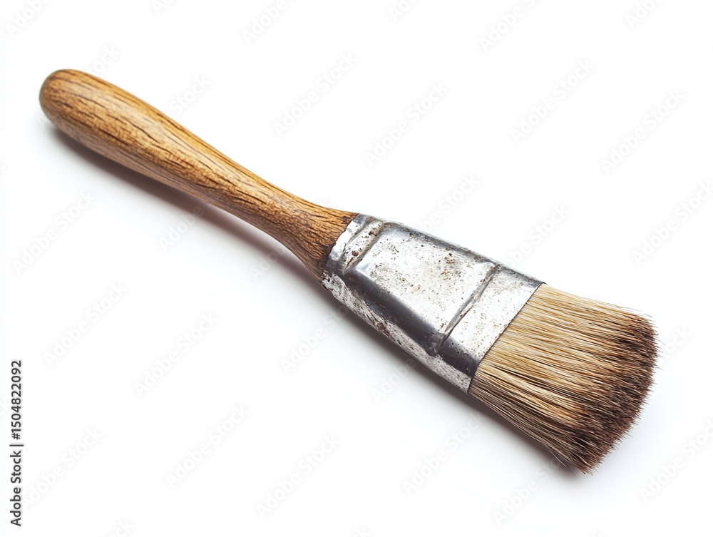 A pottery glaze brush, isolated on a clean white background, with bristles neatly arranged and no shadow. A pottery glaze brush, isolated on a clean white background, with bristles neatly arranged and no shadow.