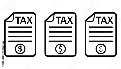 Tax Vector Icons Set – Flat Design Symbols for Finance, Income, and Accounting Concepts