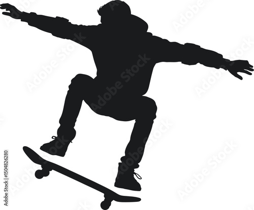 Skateboarder silhouette extreme sports action pose