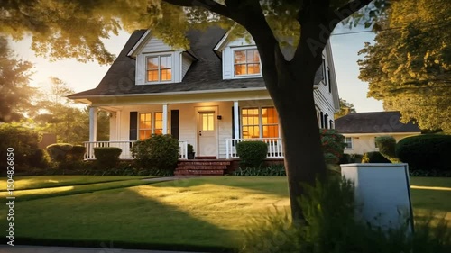 View on the cozy country house with cute garden