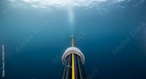 Underwater Cable Installation Deep Ocean Sunlight Beam