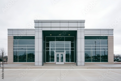 Wallpaper Mural Modern commercial building featuring glass facade and clean lines Torontodigital.ca