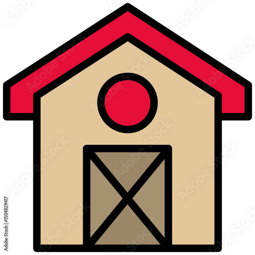 Barn Icon, Flat Design Style Icon Symbol, Farming Element Icon