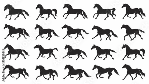 vector silhouettes of horses