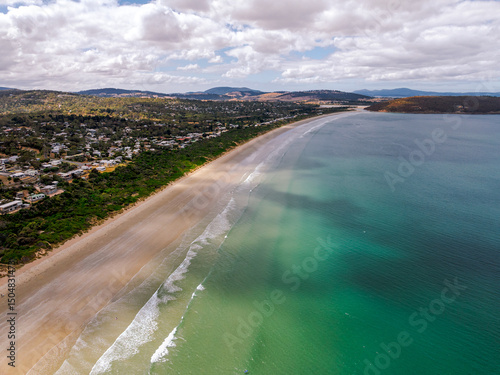Aerial Drone View of a Pristine Beach in Tasmania, Australia
