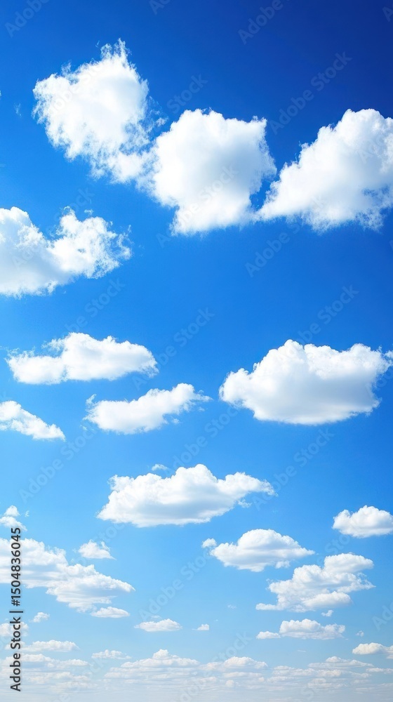 Obraz premium Beautiful blue sky with fluffy white clouds.