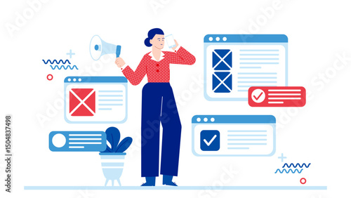 UX research and customer journey mapping. business illustration