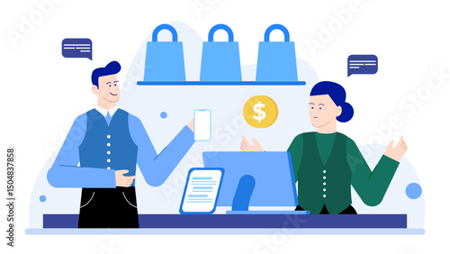 Man using smartphone to make payment. Suitable for digital wallet, online shopping, contactless transactions, mobile banking, ecommerce, mobile payment concepts.